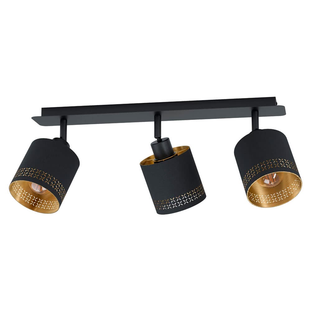 Eglo 99278 Спот ESTEPERRA, 3х28W (E27), L575, B90, cталь, черный/текстиль, черный, золотой