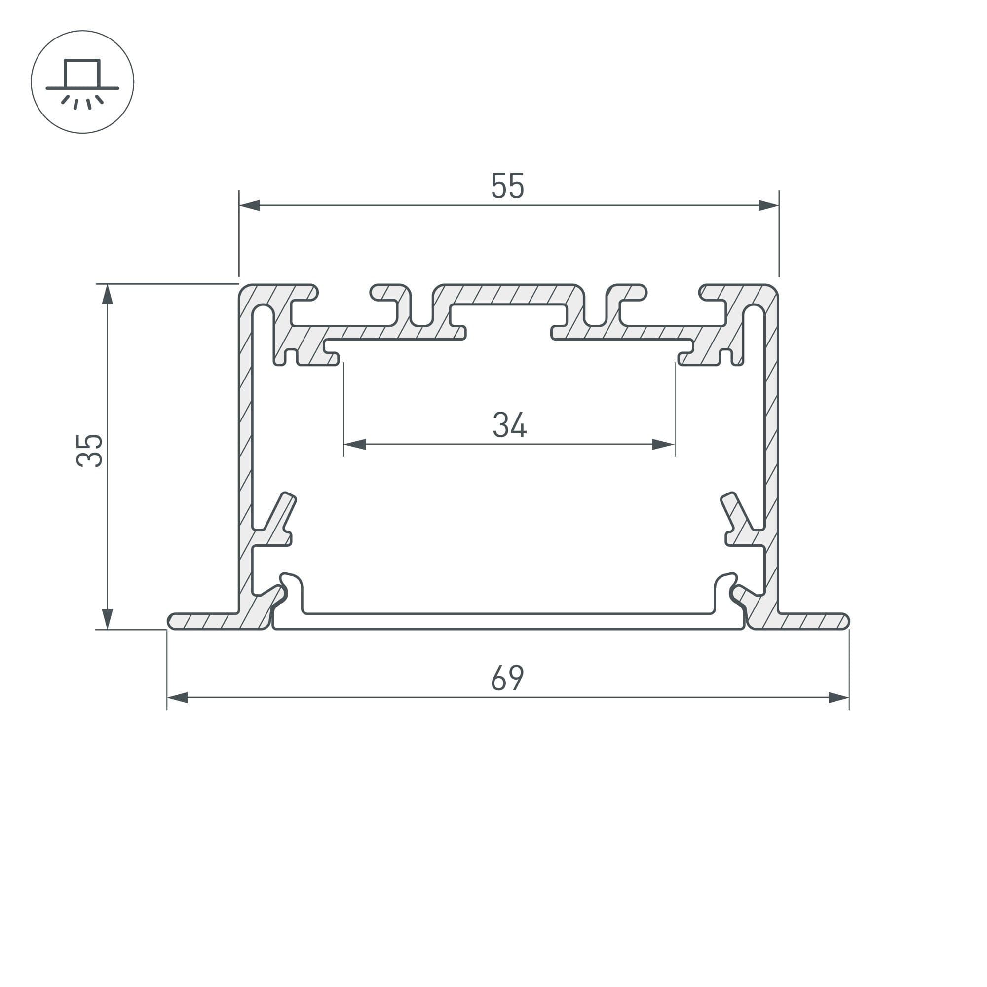 Arlight Профиль S2-LINIA69-F-2500 SEAMLESS BLACK (Алюминий) 033534 — миниатюра 3
