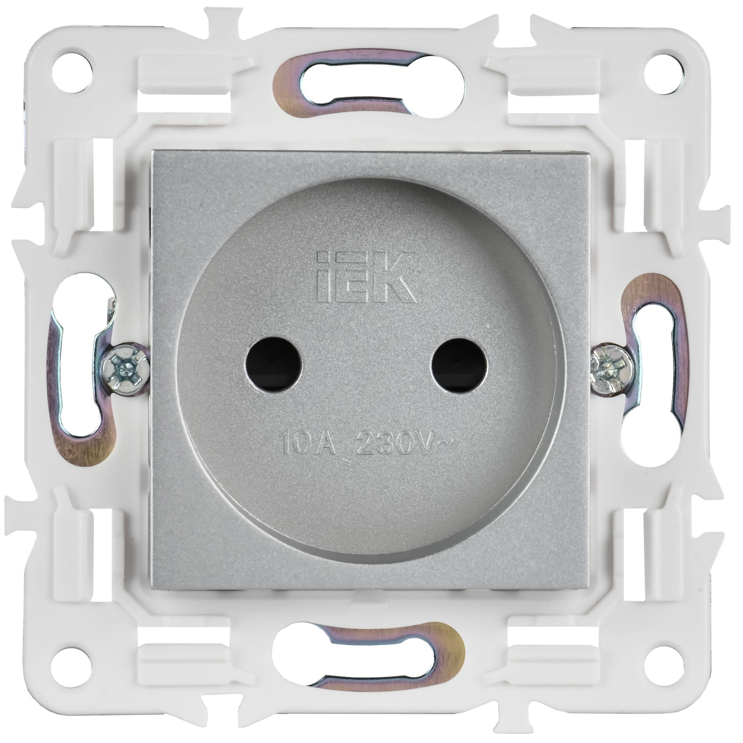 IEK SKANDY Серебряный Розетка б/з с защитными шторками 10А SK-R01S — миниатюра 2