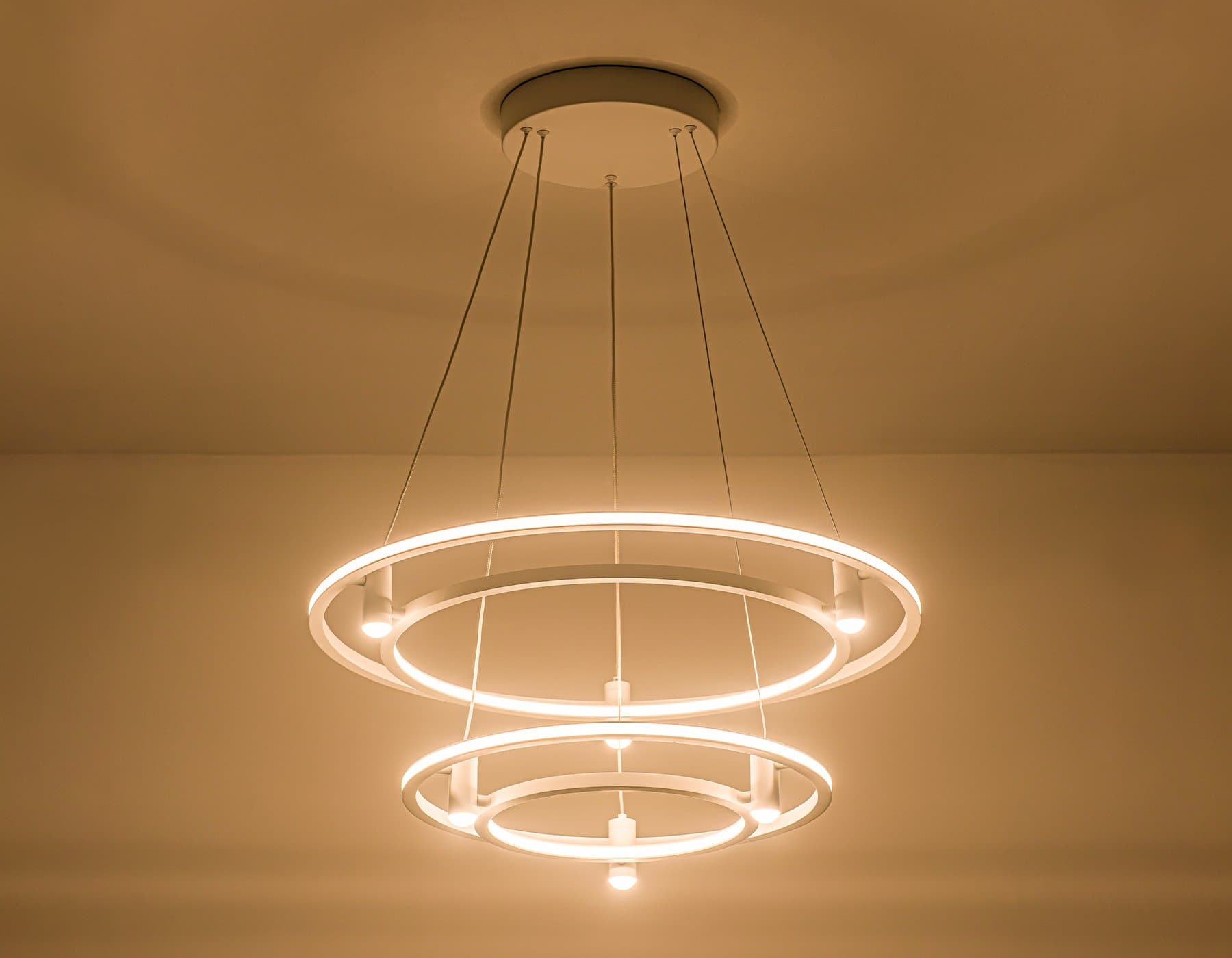 Ambrella Светильник подвесной светодиодный FL5542/2+6 WH белый 90W 3000K/4200K/6400K D600/400*1300 (без ПДУ) — миниатюра 4