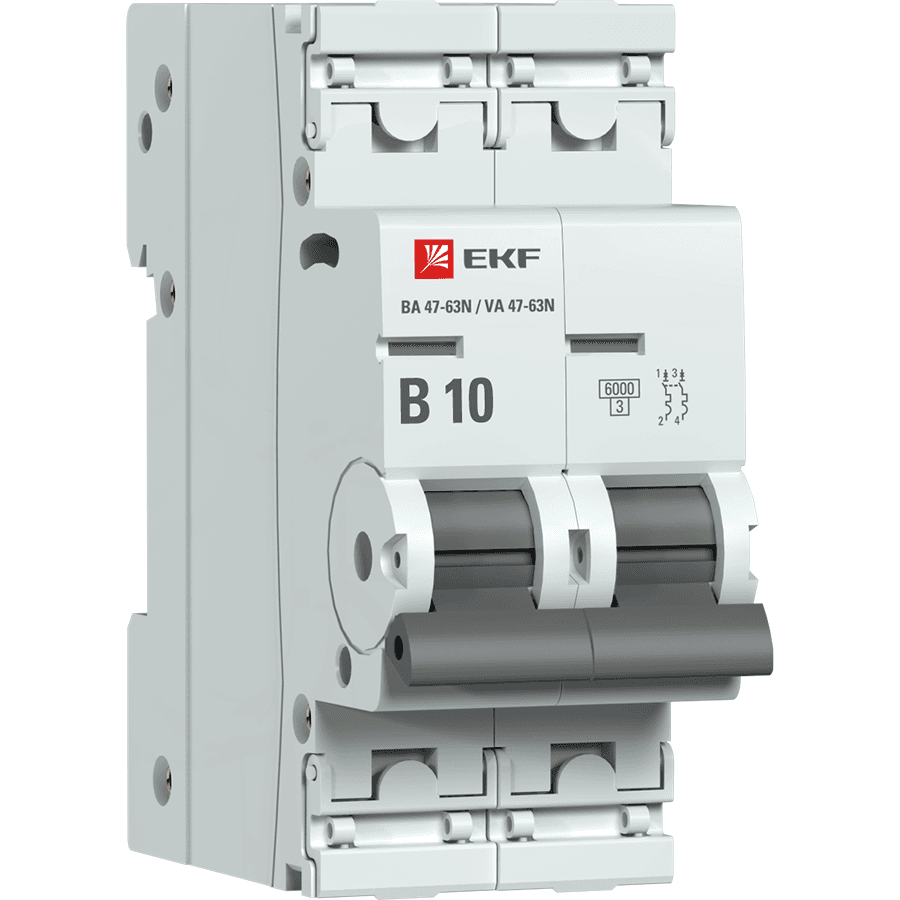 EKF Автоматический выключатель 2P 10А (B) 6кА ВА 47-63N PROxima M636210B