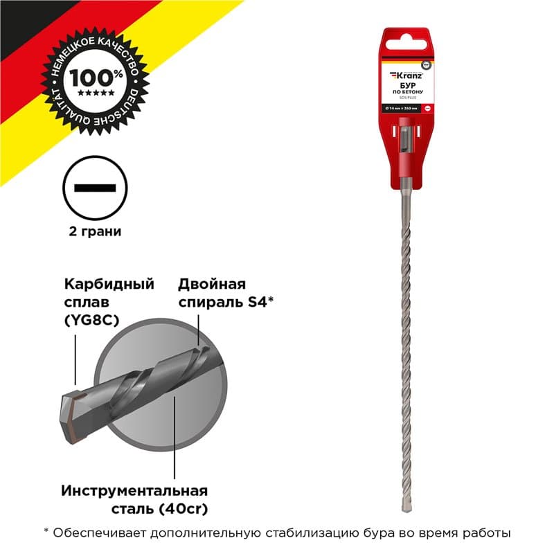 Kranz Бур по бетону 14x260 мм SDS PLUS KR-91-0831