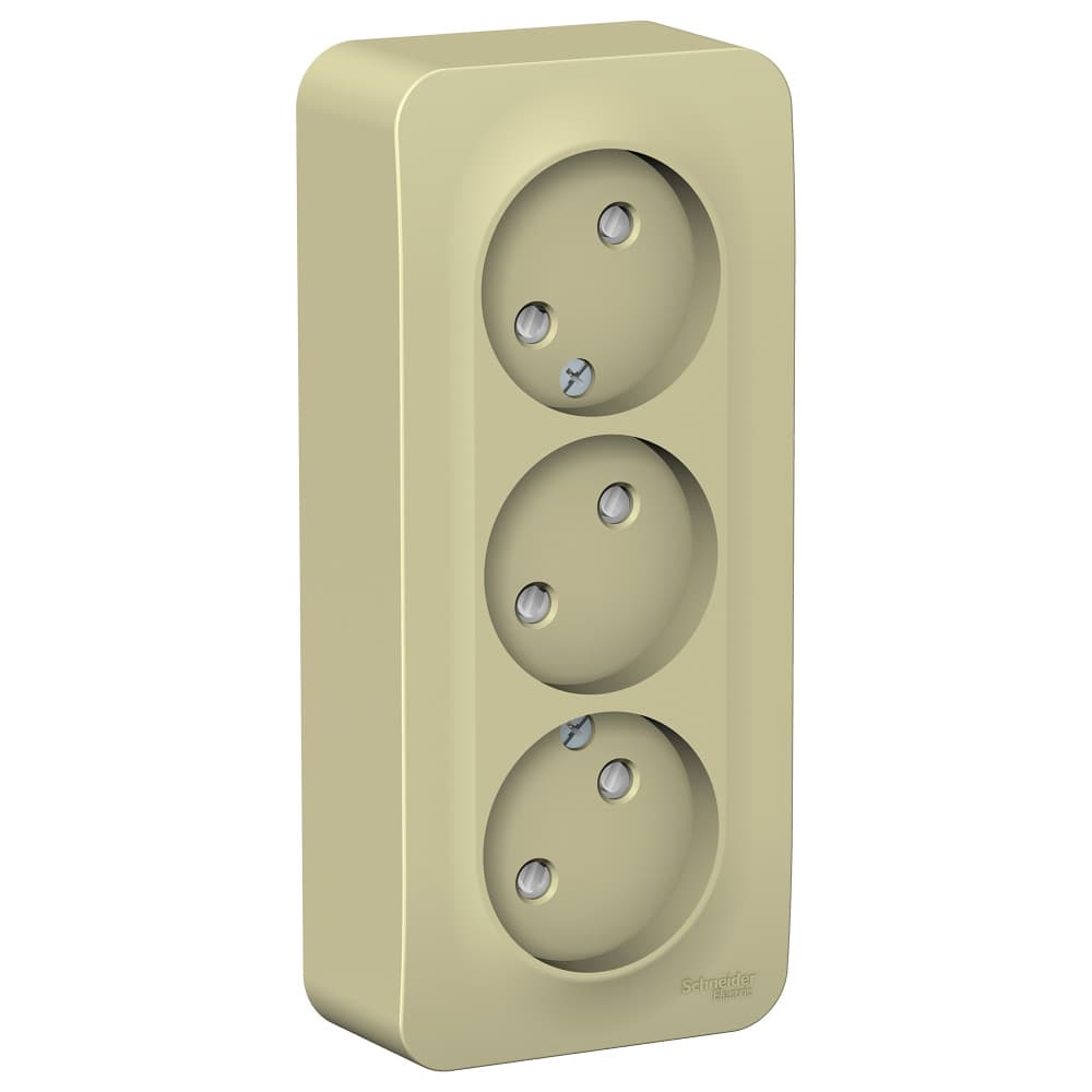 Systeme Electric Blanca наруж Беж Розетка 3-ая б/з со шторками, изолир. пластина 16А, 250В — миниатюра 1
