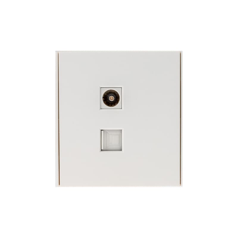 KRANZ STRONG Розетка компьютерная RJ45 кат6 + TV с/у жемчуг, с 1-пост. рамкой
