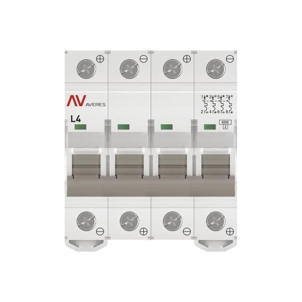 EKF Выключатель автоматический AV-6 DC 4P 4A (L) 6kA AVERES — миниатюра 3