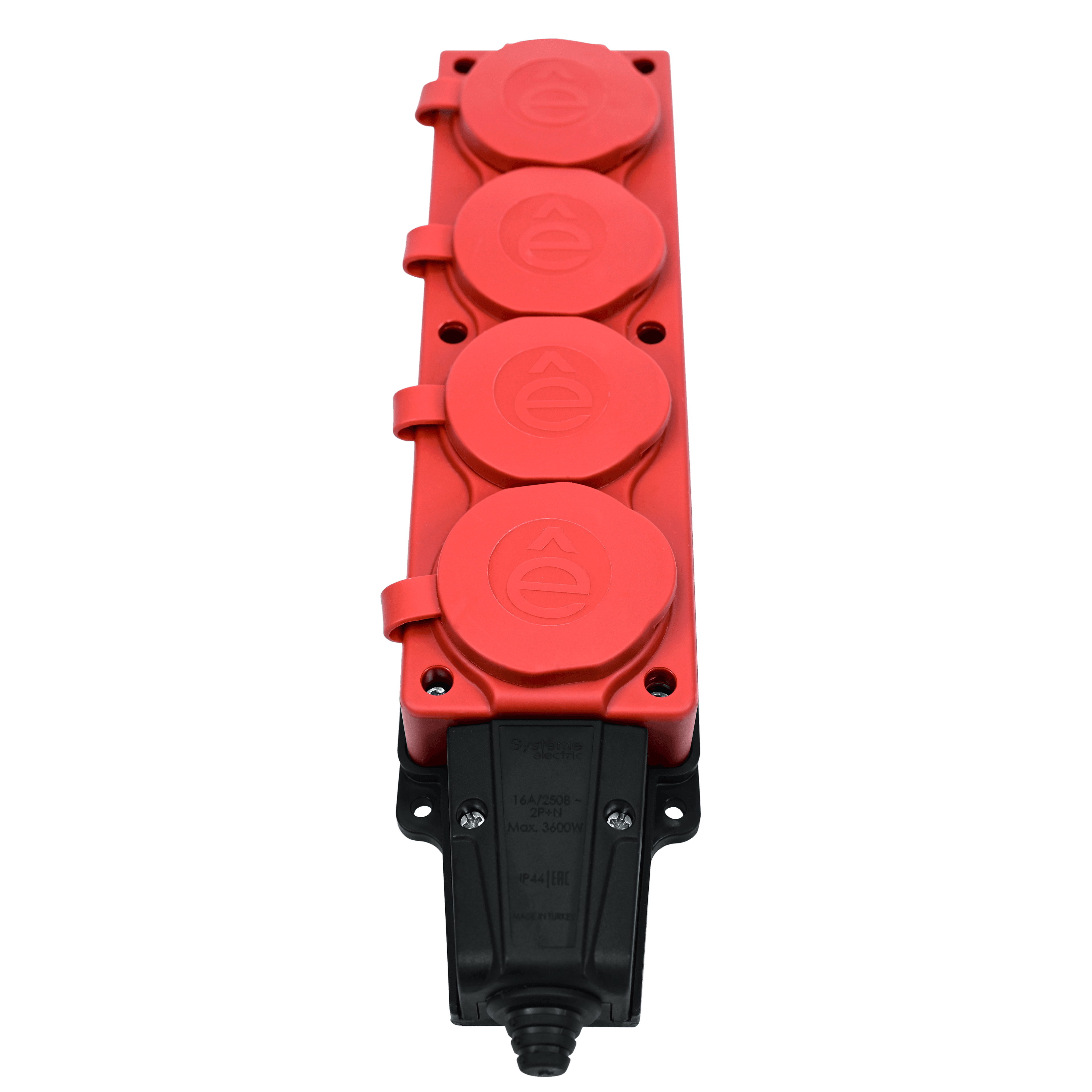 Systeme Electric MultiSet Красная Колодка 4х розетка 2К+З каучуковая 16А/250В IP44 — миниатюра 3