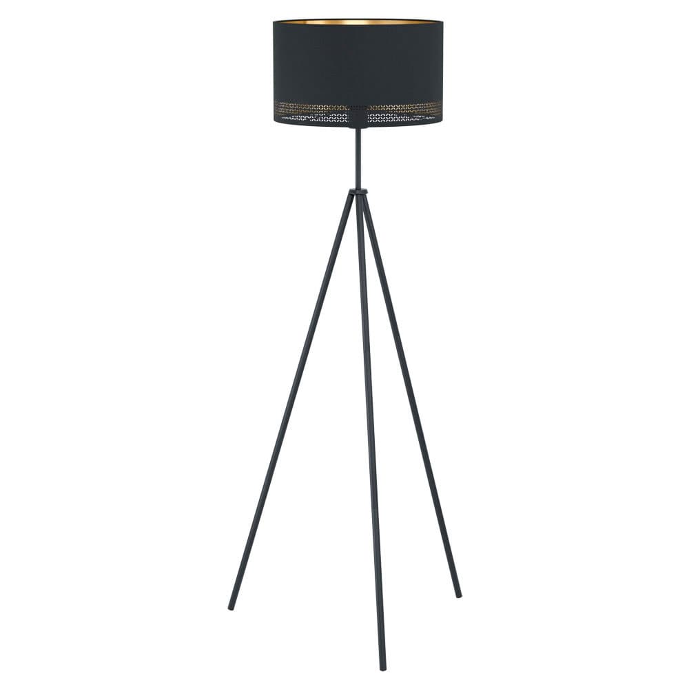 Eglo 99279 Торшер ESTEPERRA, 1x40W(E27), 380, H1405, осн.645 сталь, черный/текстиль, черный, золотой