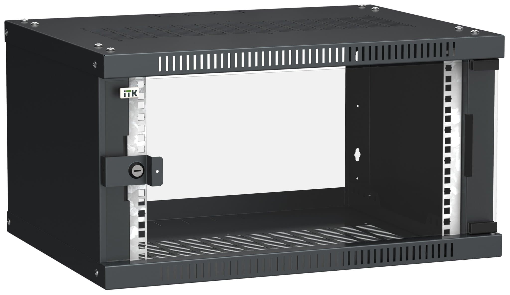 IEK LINEA WE ITK Шкаф LINEA WE 6U 600x450мм дверь, стекло черный LWE5-06U64-GF