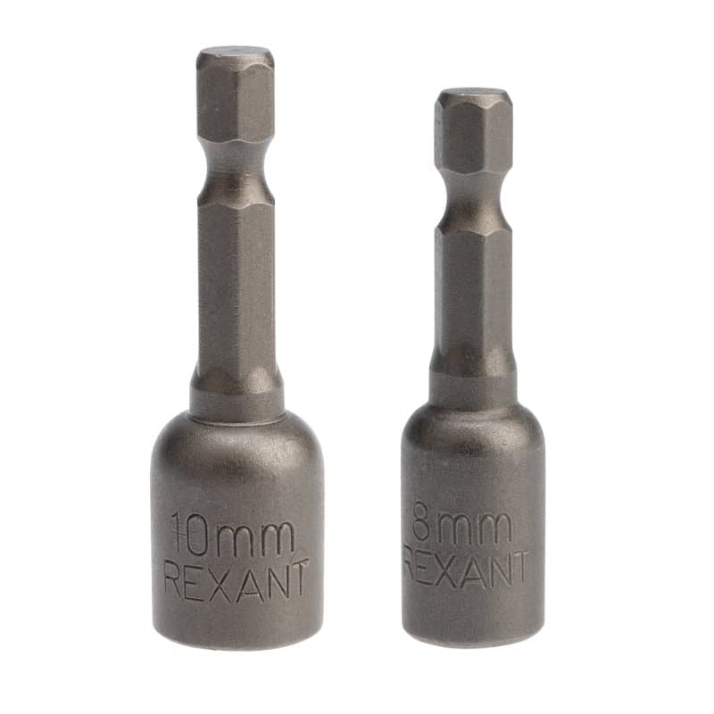 Ключ-насадка 1/4" магнитный 8х48 мм + 10х48 мм (упак. 2 шт.) Rexant 92-0402-2