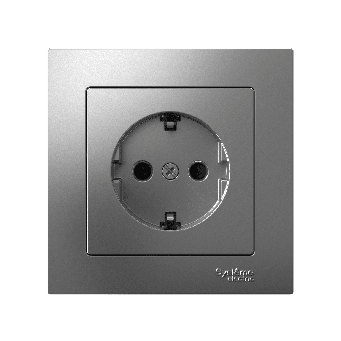 Systeme Electric AtlasDesign Сталь Розетка с заземлением со шторками, 16А, в сборе, быстрозажим. клем. — миниатюра 5