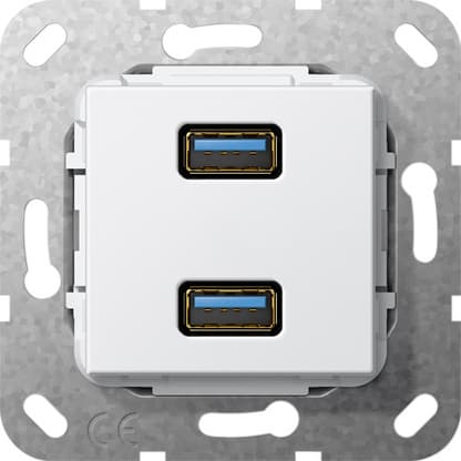Gira S-55 Белый глянцевый Переходник USB 3.0 A 2 местн. 568403