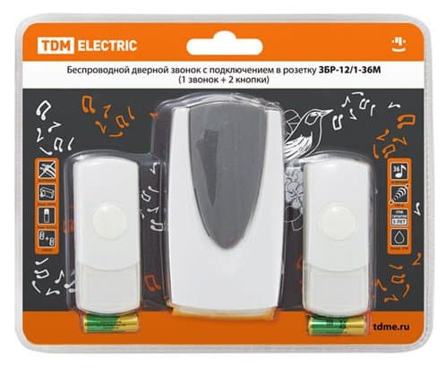 TDM Звонок ЗБР-12/1-36М (беспр., роз., 2 кнопки) SQ1901-0011 — миниатюра 2