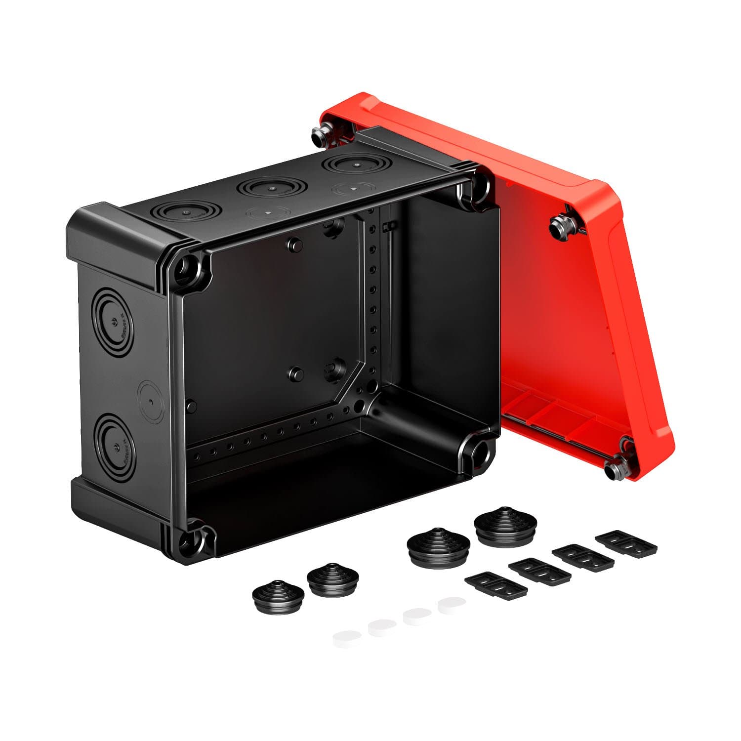OBO Bettermann Распределительная коробка X16, IP 67, 241x191x126 мм, черная с красной крышкой 2005160 — миниатюра 1