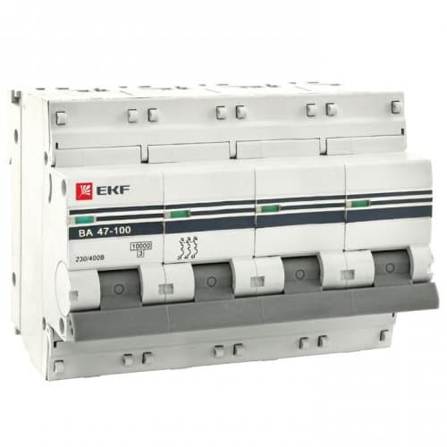 EKF PROxima ВА 47-100 Автоматический выключатель (D) 4P 80А 10kA mcb47100-4-80D-pro — миниатюра 2