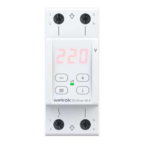 Welrok D2-40 red Реле напряжения 40 А (max 50 A) 8 800 ВА, 3х клеммные — миниатюра 10