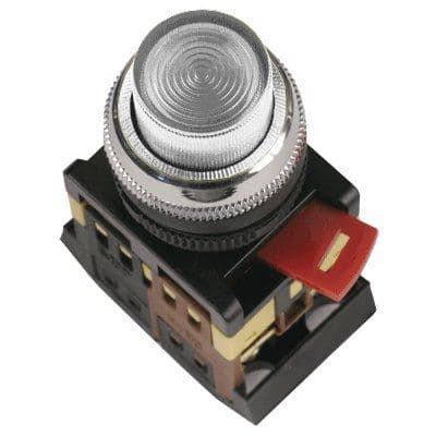 IEK Кнопка ABLFP-22 прозрачный d22мм неон/240В 1з+1р — миниатюра 2