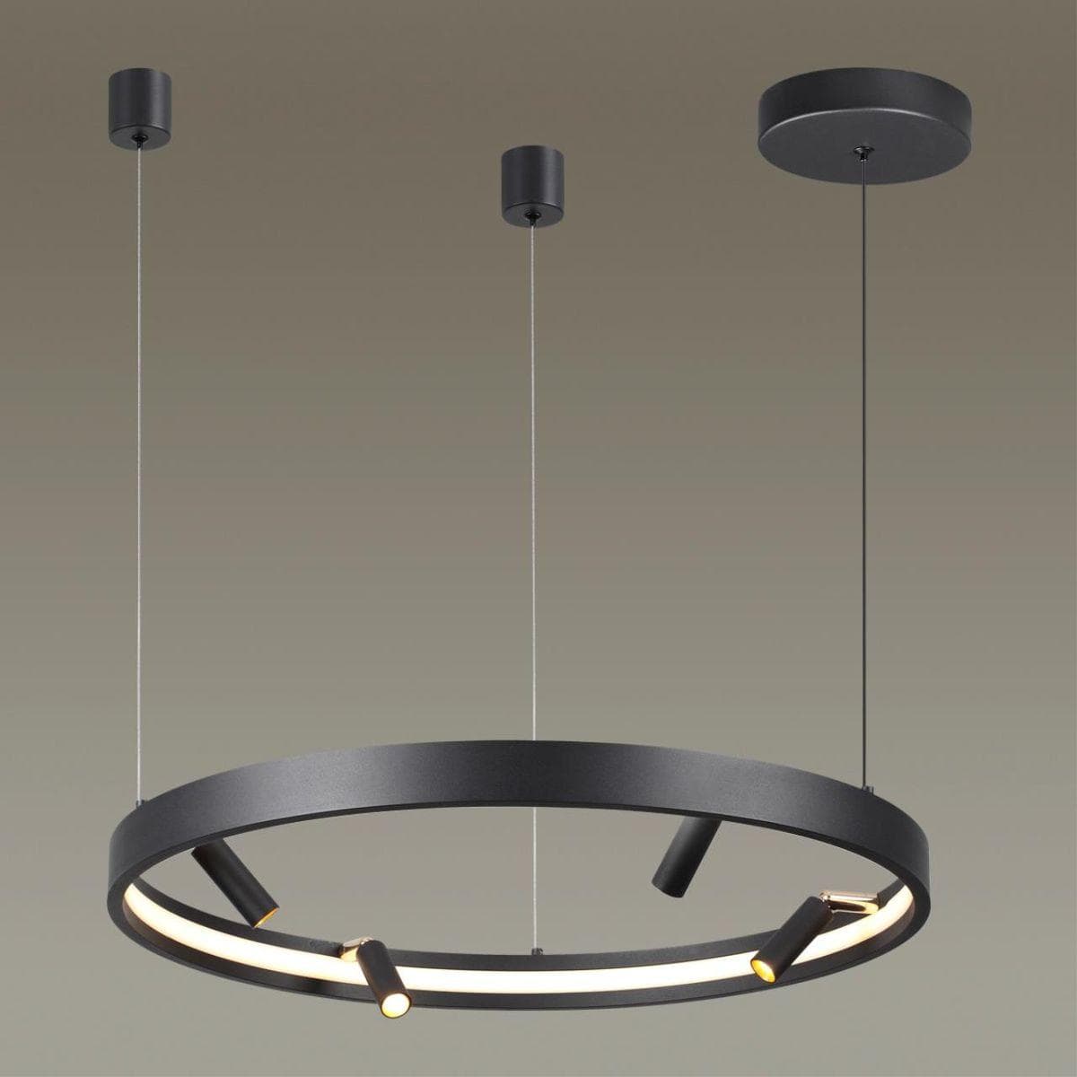 Odeon Light 4317/58L HIGHTECH ODL22 107 металл/черный с золотом Подвесной светильник с пультом ДУ и доп. креплением IP20 LED 38W+20W 2610Лм 3000-6000K — миниатюра 4