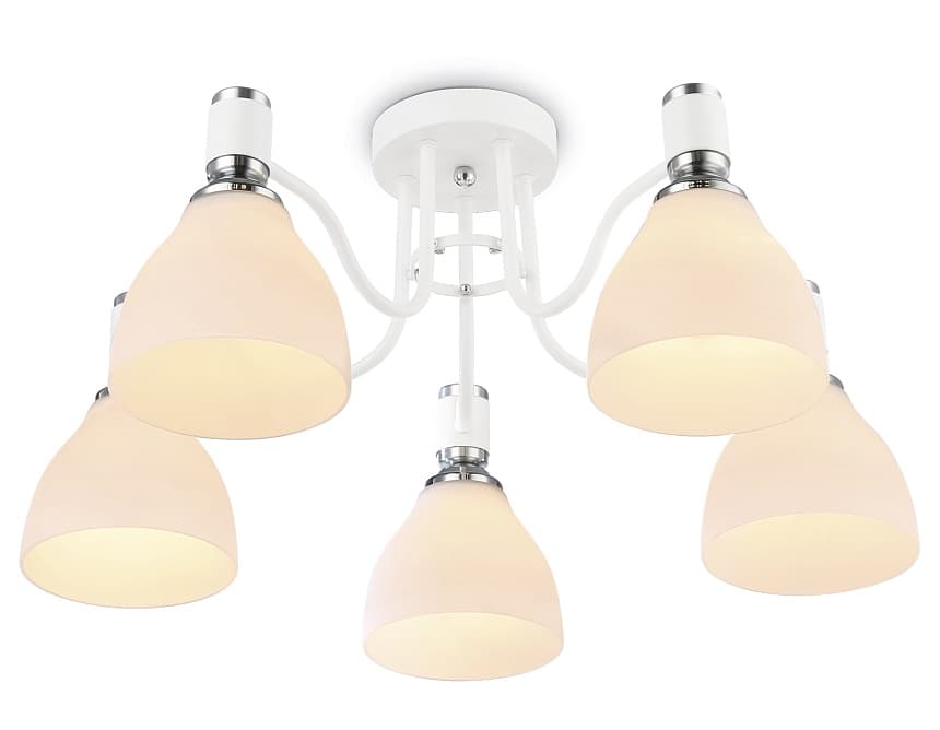 Ambrella Светильник потолочный TR303305/5 WH/CH/FR белый/хром/белый матовый E27*5 max 60W D600*270