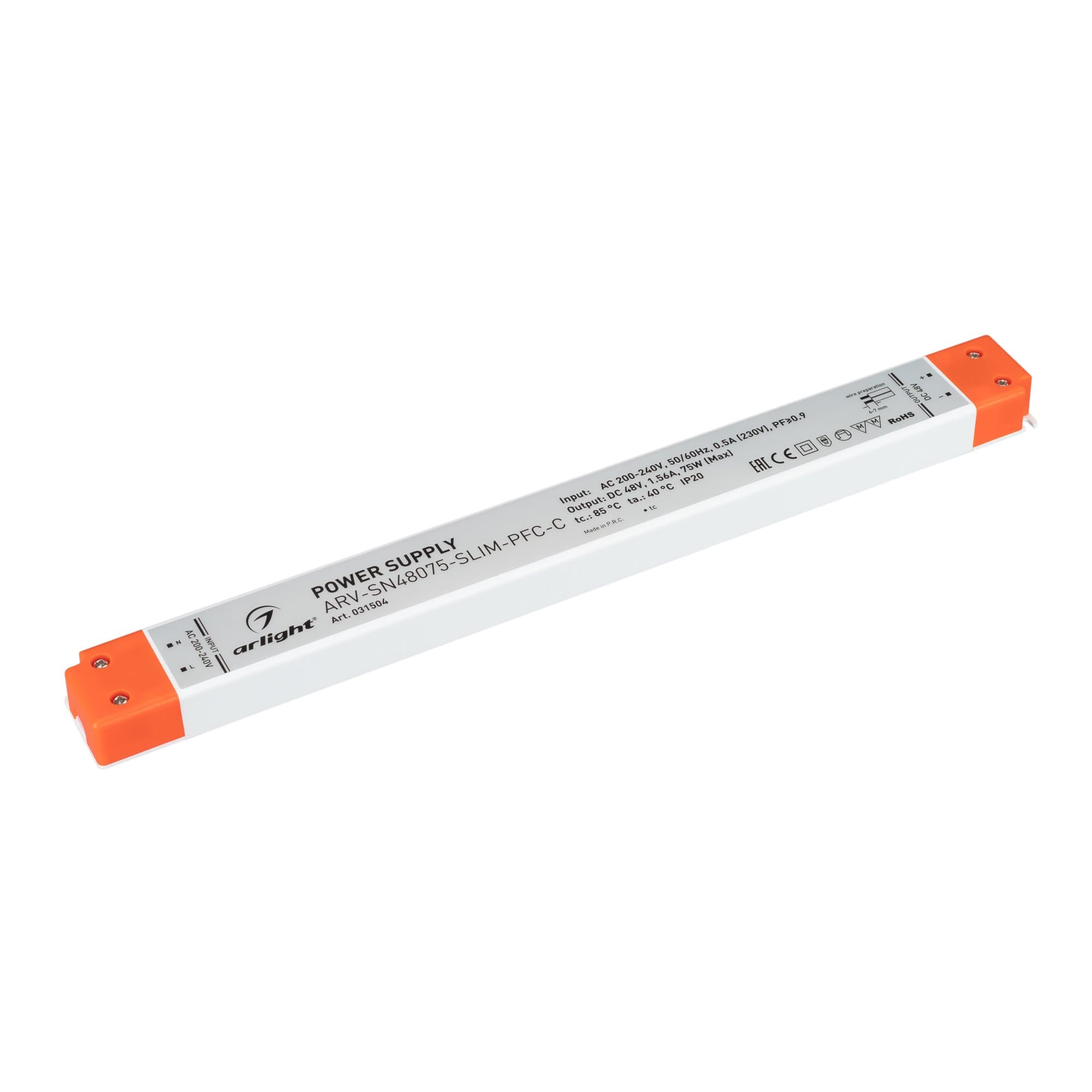 Arlight Блок питания ARV-SN48075-SLIM-PFC-C (48V, 1.56A, 75W) (IP20 Пластик, 3 года) 031504 — миниатюра 1