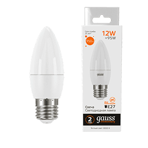 Gauss Лампа Elementary Свеча 12W 950lm 3000K E27 LED 30212 — миниатюра 1