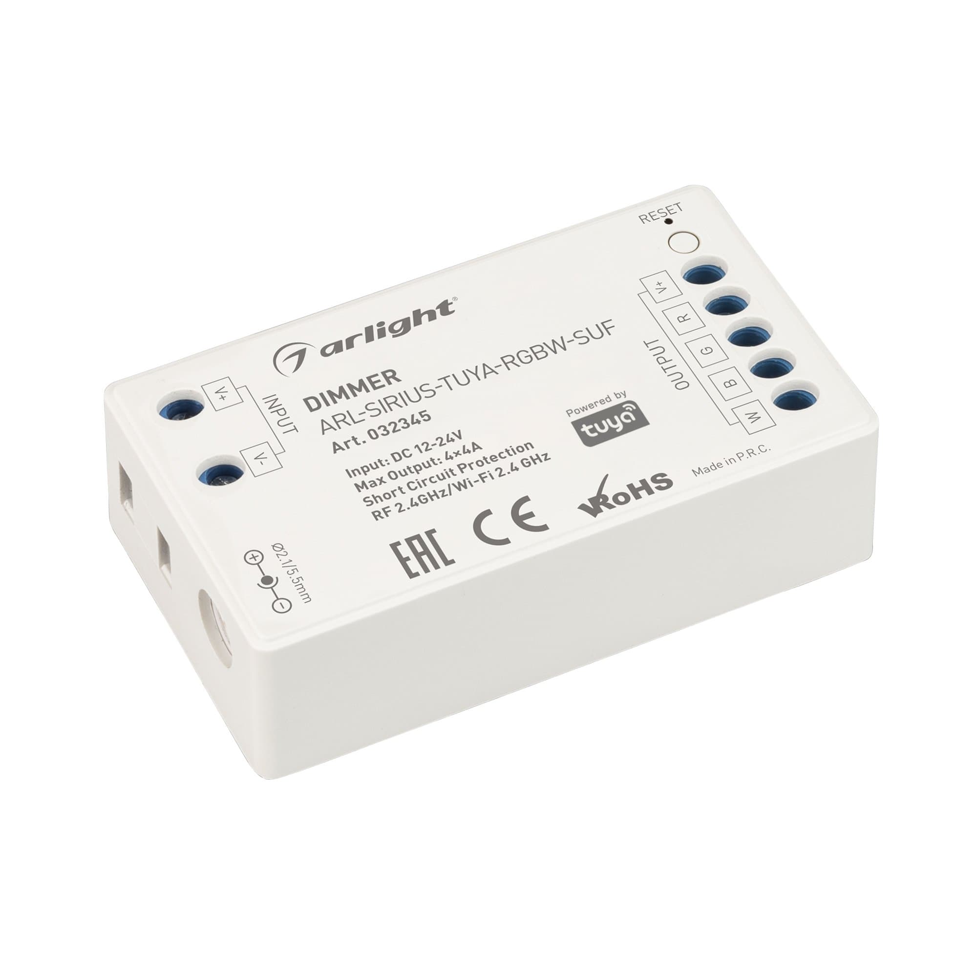 Arlight Диммер ARL-SIRIUS-TUYA-RGBW-SUF (12-24V, 4x4A, 2.4G) (IP20 Пластик, 3 года) 032345