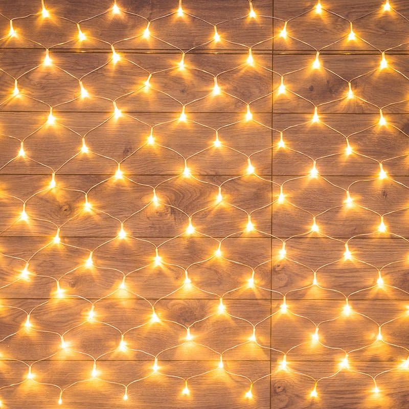 NEON-NIGHT Гирлянда "Сеть" 1,5х1,5м, прозрачный ПВХ, 150 LED ТЕПЛЫЙ БЕЛЫЙ 215-126