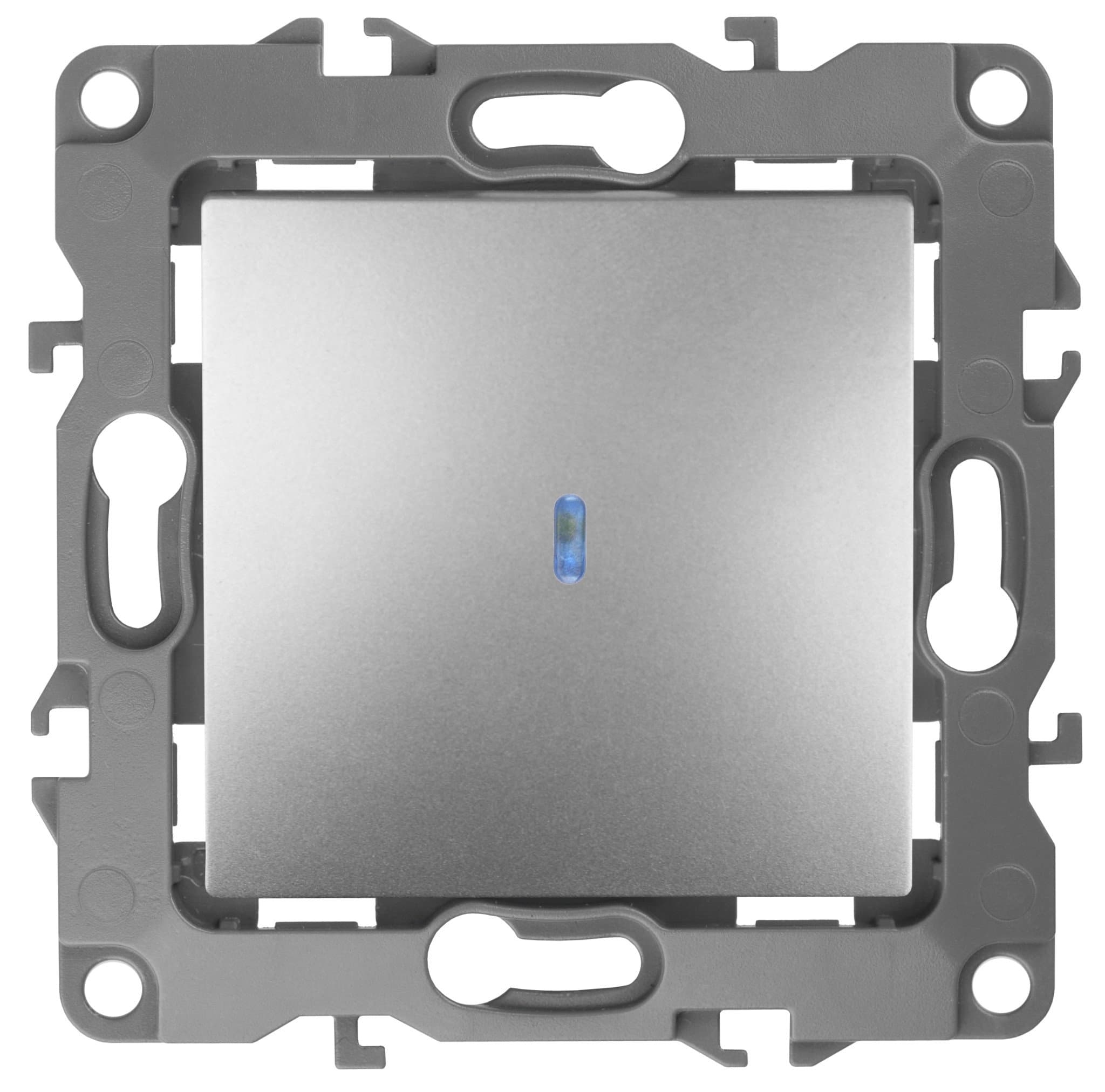 ЭРА 12-1102-03 Выключатель с подсветкой, 10АХ-250В, IP20, 12, Алюминий