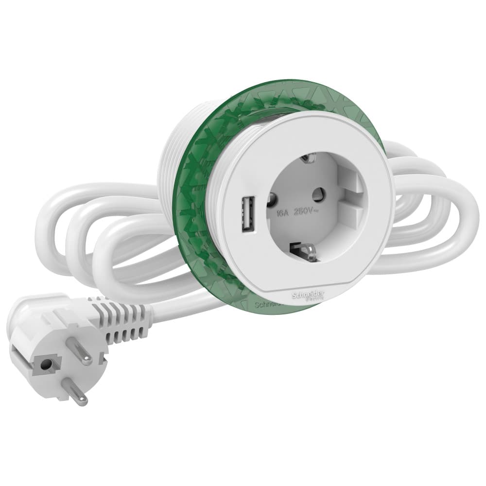 SE Unica System+ Белый Блок розеточный (2к+з)+usb тип А INS44004