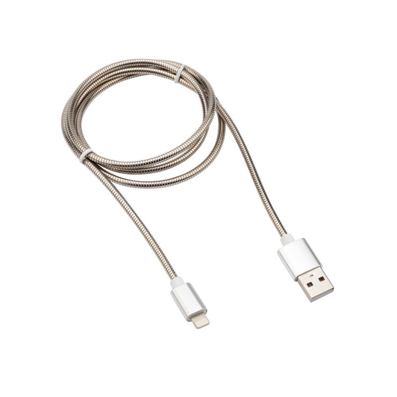 Кабель USB-Lightning для iPhone 2A/1m/metall/steel matt/ Rexant 18-7057
