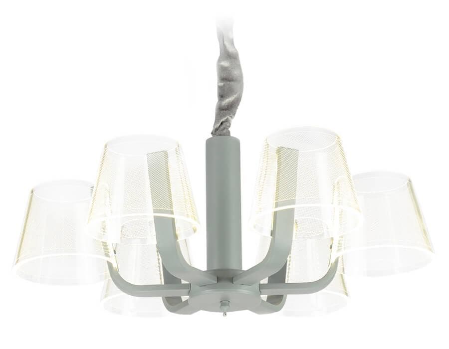 Ambrella Подвесная светодиодная люстра с пультом AK4011/6 GR/S серый/песок 72W D600*230 (ПДУ РАДИО 2.4) — миниатюра 1