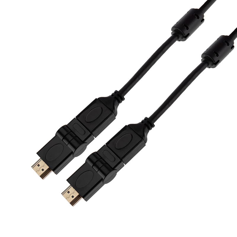 Шнур HDMI - HDMI gold 2М с фильтрами угловой 360° Rexant 17-6204-3 — миниатюра 1