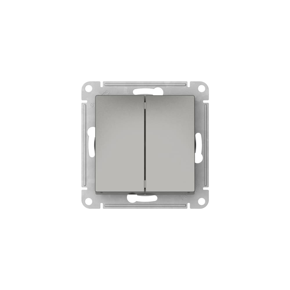 Systeme Electric AtlasDesign Сталь Переключатель 2-клавишный, сх.6/2, 10АХ, мех., быстрозажим. клем. — миниатюра 3
