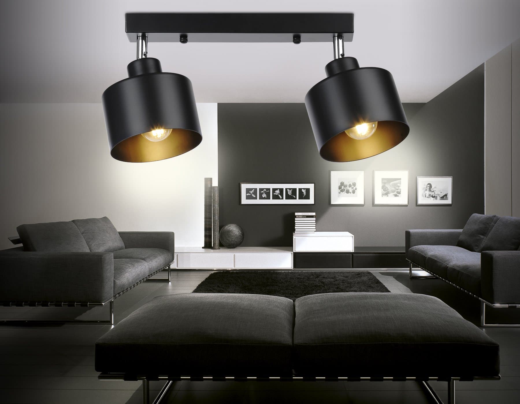 Ambrella Настенно-потолочный спот в стиле лофт TR8142/2 BK черный E27*2 max 40W 340*120*180 — миниатюра 2