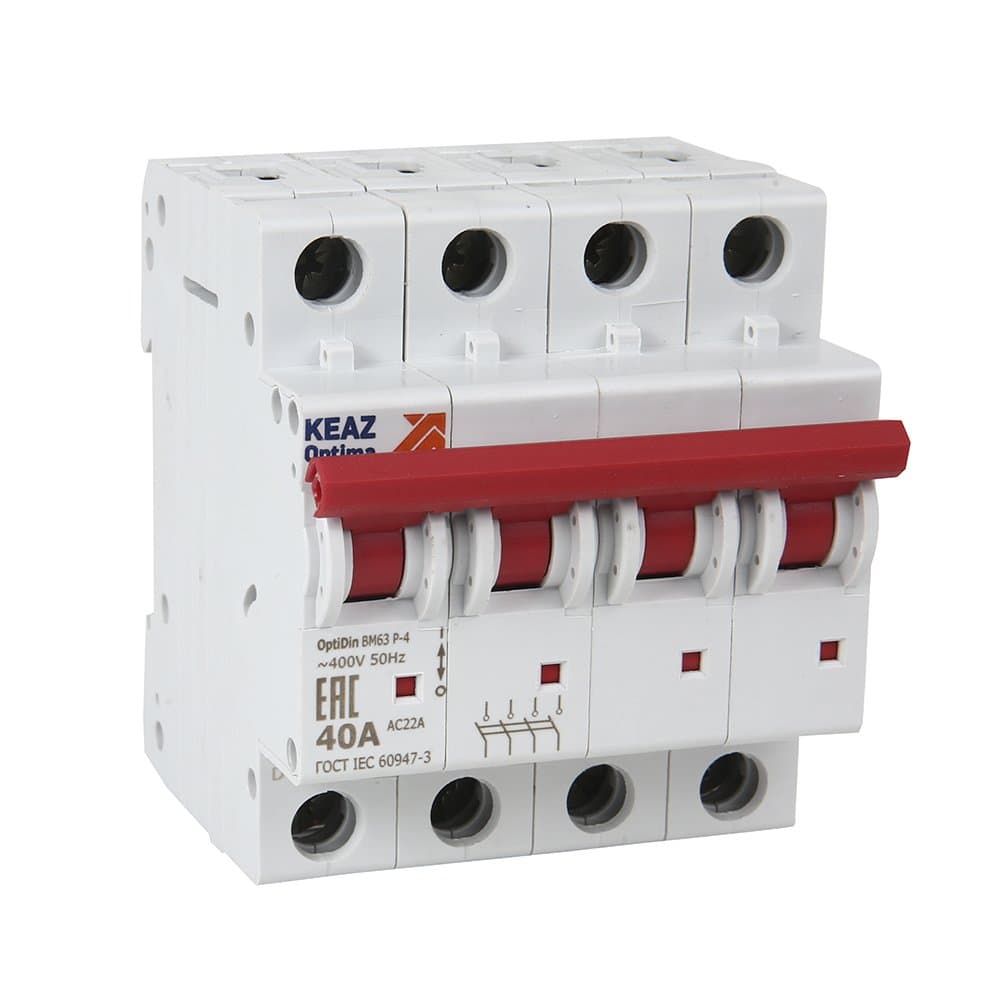 КЭАЗ OptiDin ВМ63Р Выключатель нагрузки 4P 40A AC (BM63P-440-УХЛ3)