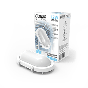 Gauss Св-к ЖКХ SOLID овал 12W 1150lm 4000K 160-260V IP65 175*110*76мм белый антивандальный IK10 874618212 — миниатюра 1