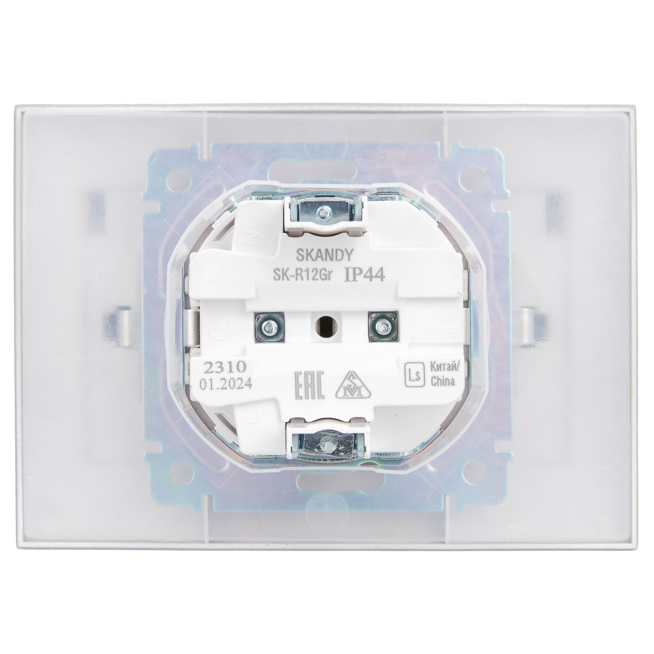 IEK SKANDY Серый Розетка 2-ая с/з с крышкой 16А в сборе IP44 SK-R12Gr — миниатюра 3