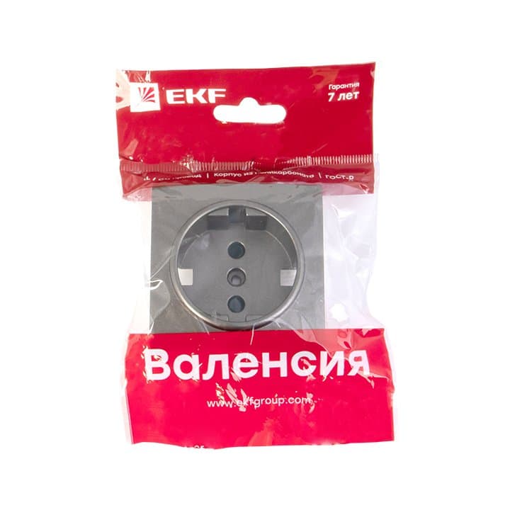 EKF PROxima Валенсия лицевая панель розетки 1-местной с/з 16А графит с защ. штор. — миниатюра 2