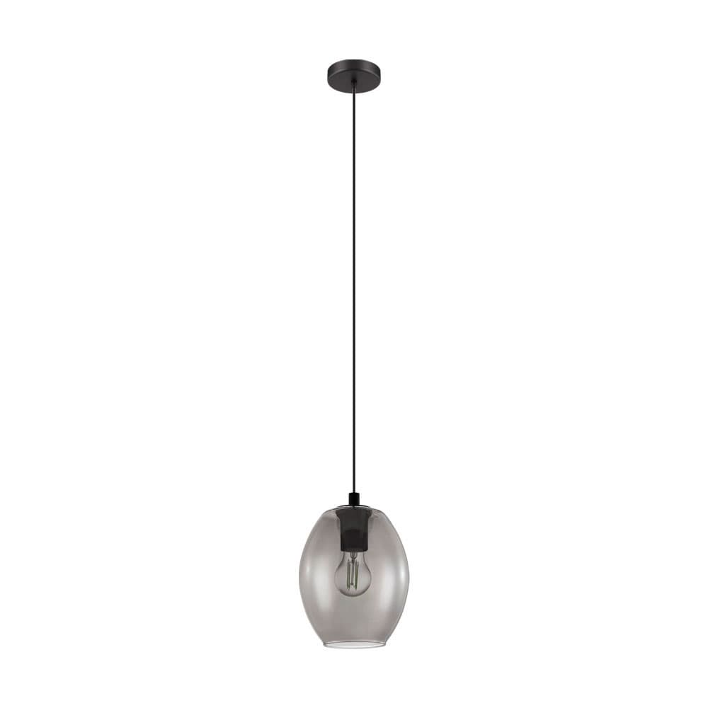 Eglo 98582 Подвес CADAQUES, 1х40W (E27), 180, H1100, cталь, черный /дымчатое стекло, черный-прозрачный