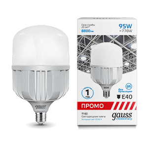 Gauss Лампа Elementary T160 95W 8800lm 6500K E40 Promo LED 60430 — миниатюра 1