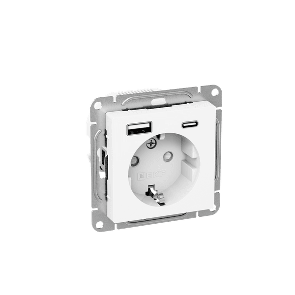 EKF Механизм розетки с USB-A+С - 2шт, 16А, с заземлением, со шторками, белый Эпика — миниатюра 2