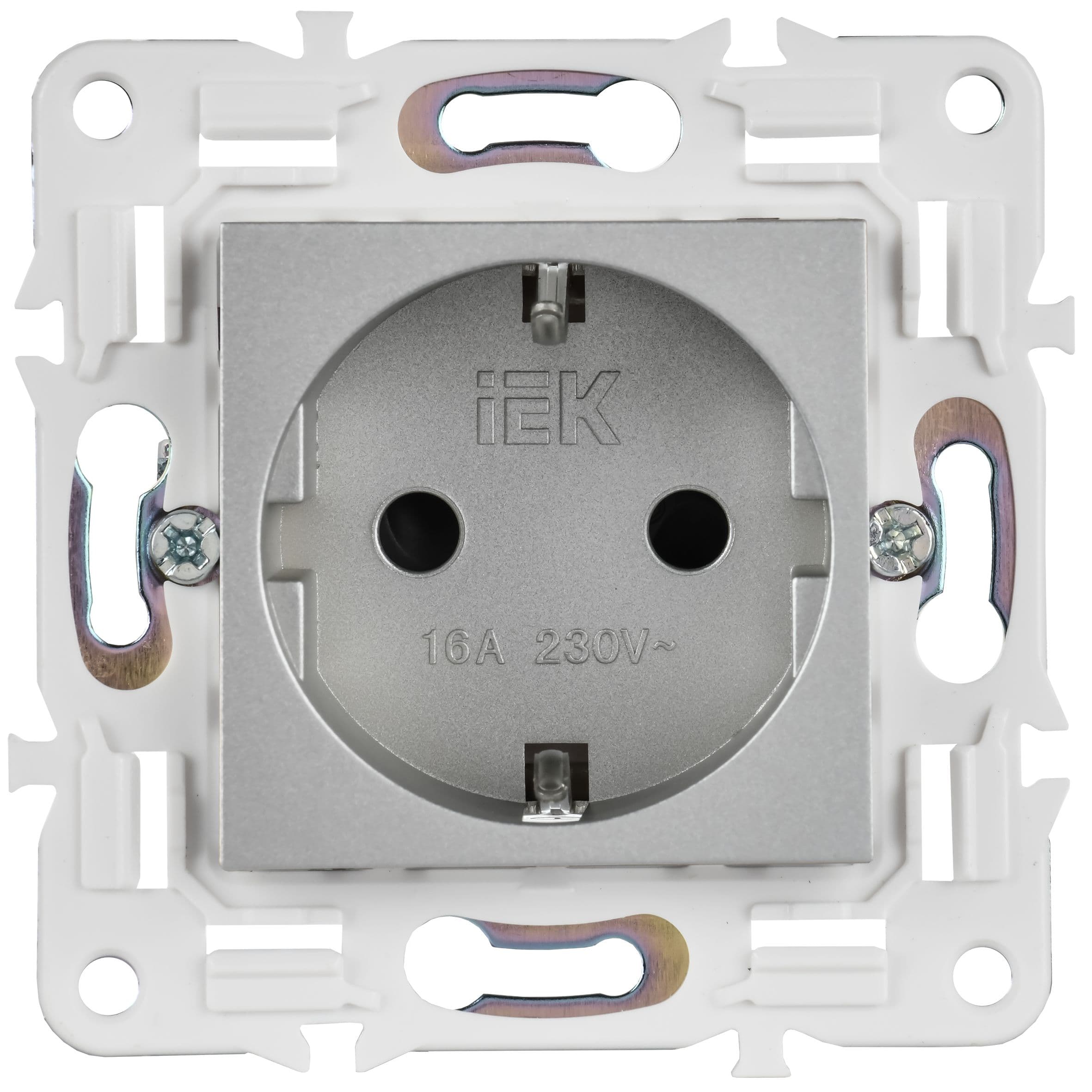 IEK SKANDY Серебряный Розетка с/з с защитными шторками 16А SK-R04S — миниатюра 2