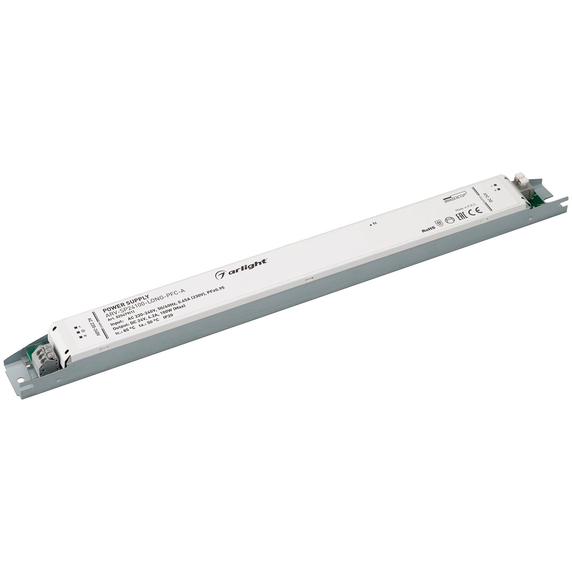 Arlight Блок питания ARV-SP24100-LONG-PFC-A (24V, 4.2A, 100W) (IP20 Металл, 5 лет) 025479(1) — миниатюра 1