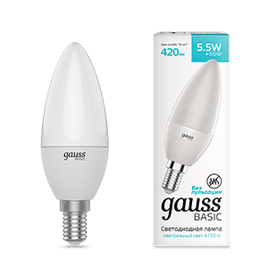 Gauss Лампа Basic Свеча 5,5W 420lm 4100K E14 LED 1033126