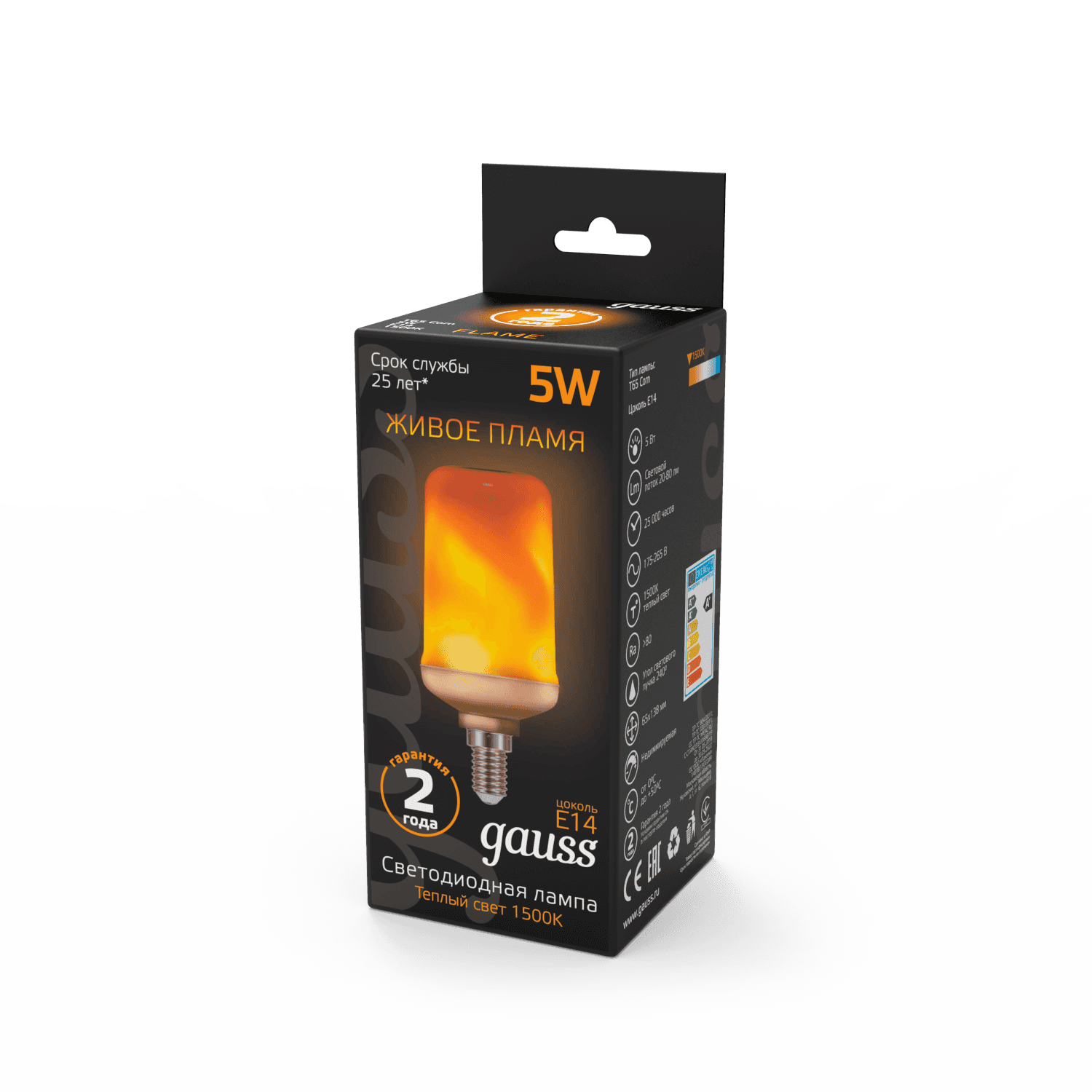 Gauss Лампа T65 5W 20-80lm 1500K E14 Flame LED 157401105 — миниатюра 4