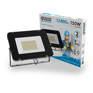 Gauss Прожектор Elementary 150W 12800lm 6500К 200-240V IP65 черный LED 691511150