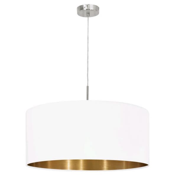 Eglo 95045 Подвес PASTERI, 1х60W (E27), Ø530, никель матовый/текстиль, белый, медный — миниатюра 1