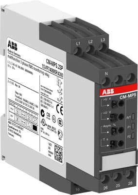 ABB CM-MPS.41S Реле контроля, без контр нуля, Umin/Umax=3х300-380В/420- 500BAC, 2ПК, винт.клеммы — миниатюра 2