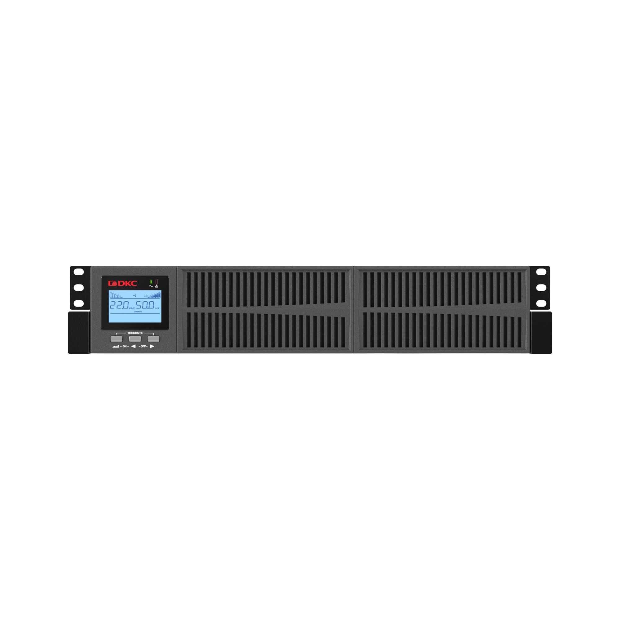 DKC Онлайн ИБП ДКС серии Small Rackmount, 3000 ВА/2700 Вт, 1/1, 8xIEC C13, EPO, USB, RS-232, RJ45, Rack 2U, 6x9Ач — миниатюра 3