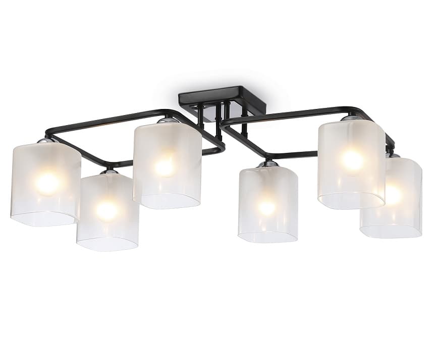 Ambrella Светильник потолочный TR303224/6 BK/CH/FR черный/хром/белый матовый E27*6 max 60W 615*390*220