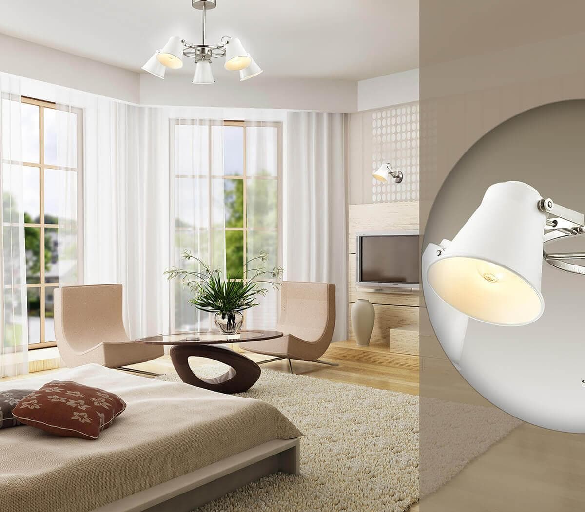 Lumion 3591/5C LN18 119 никель Люстра на штанге E27 5*60W 220V ARUDIS — миниатюра 3